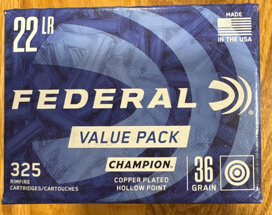 Federal Champion 22LR  36gr plated Hollow-Point  325rds