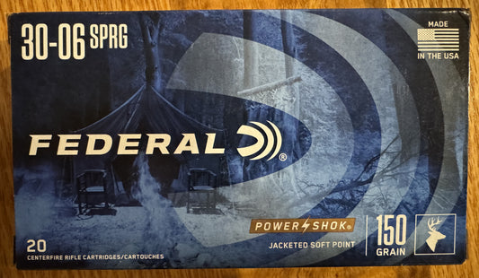 Federal Power-Shok 30-06  30-06SPRG 150gr Jacket Soft Point  20rds